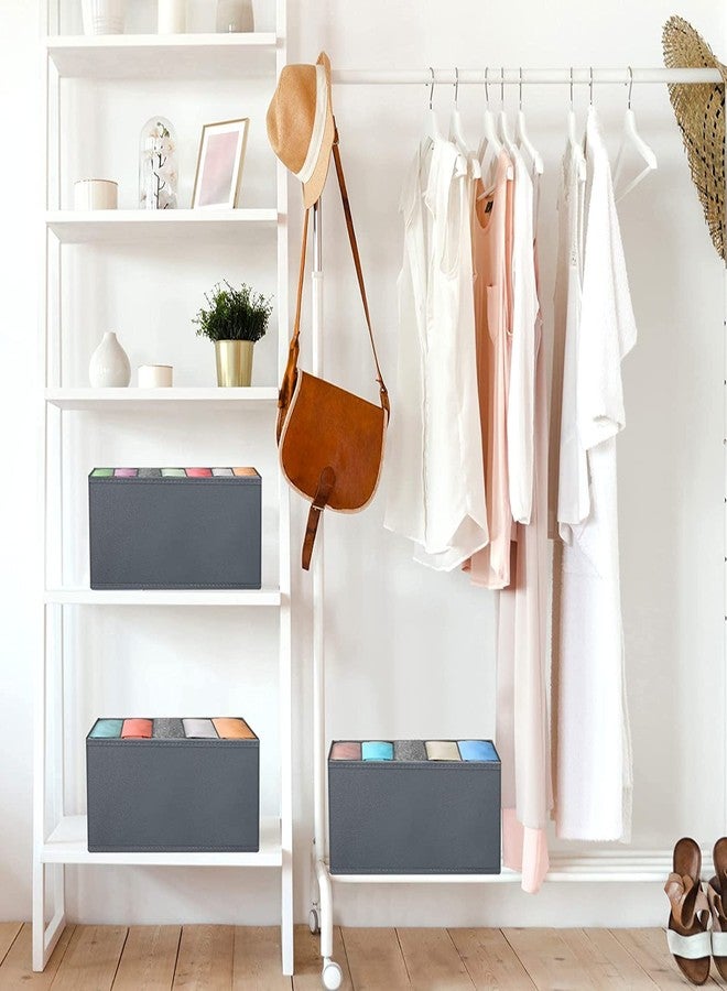 TEKCOOL منظم خزانة ملابس TEKCOOL مكون من 6 قطع، صندوق تخزين لتنظيم الملابس، منظم خزانة للملابس، منظم أدراج للقمصان والسراويل والتيشيرتات والجينز، اللون رمادي - Image 4